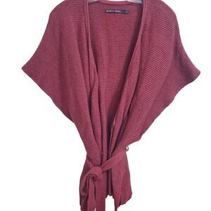 Gudrun Sjoden Womens Size M Wool/organic cotton Cardigan Belt Mauve Waffle knit